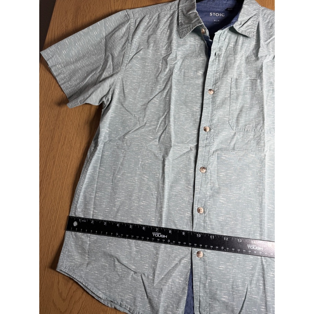 Stoic Shirt Mens Medium M Sage Green Slub Short Sleeve Button Down Chest Pocket - Picture 5 of 9